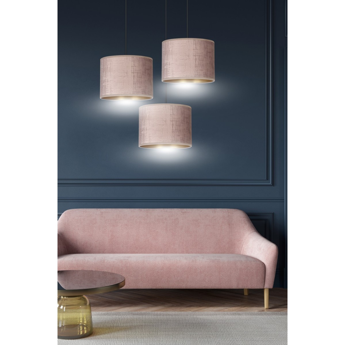 LAMPA WISZĄCA HILDE 3 BL PREMIUM ROSE kolor różowy / złoty