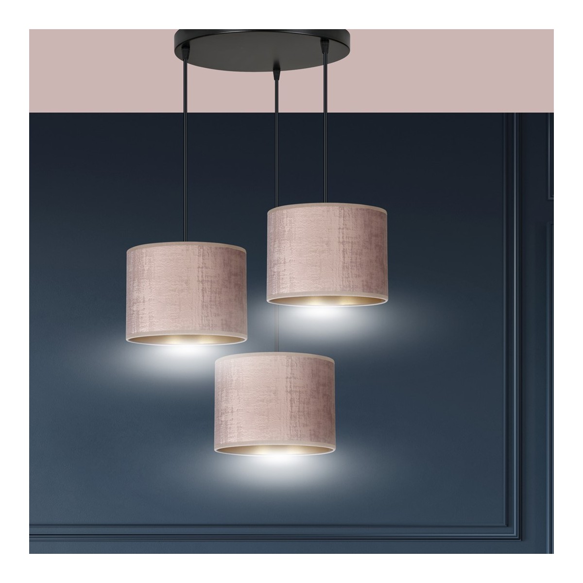 LAMPA WISZĄCA HILDE 3 BL PREMIUM ROSE kolor różowy / złoty