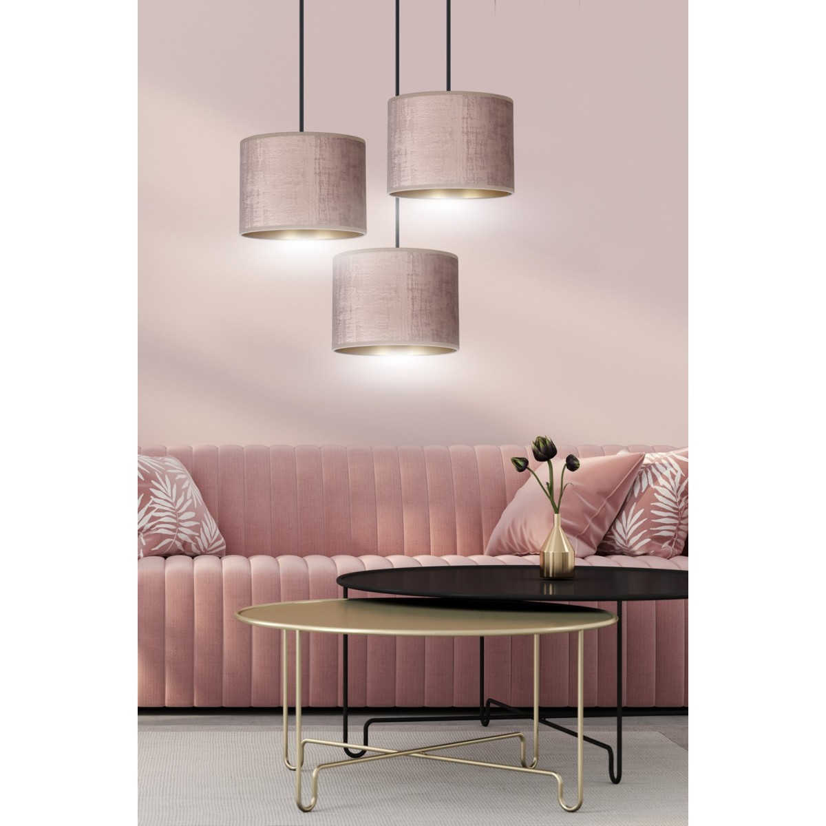 LAMPA WISZĄCA HILDE 3 BL PREMIUM ROSE kolor różowy / złoty