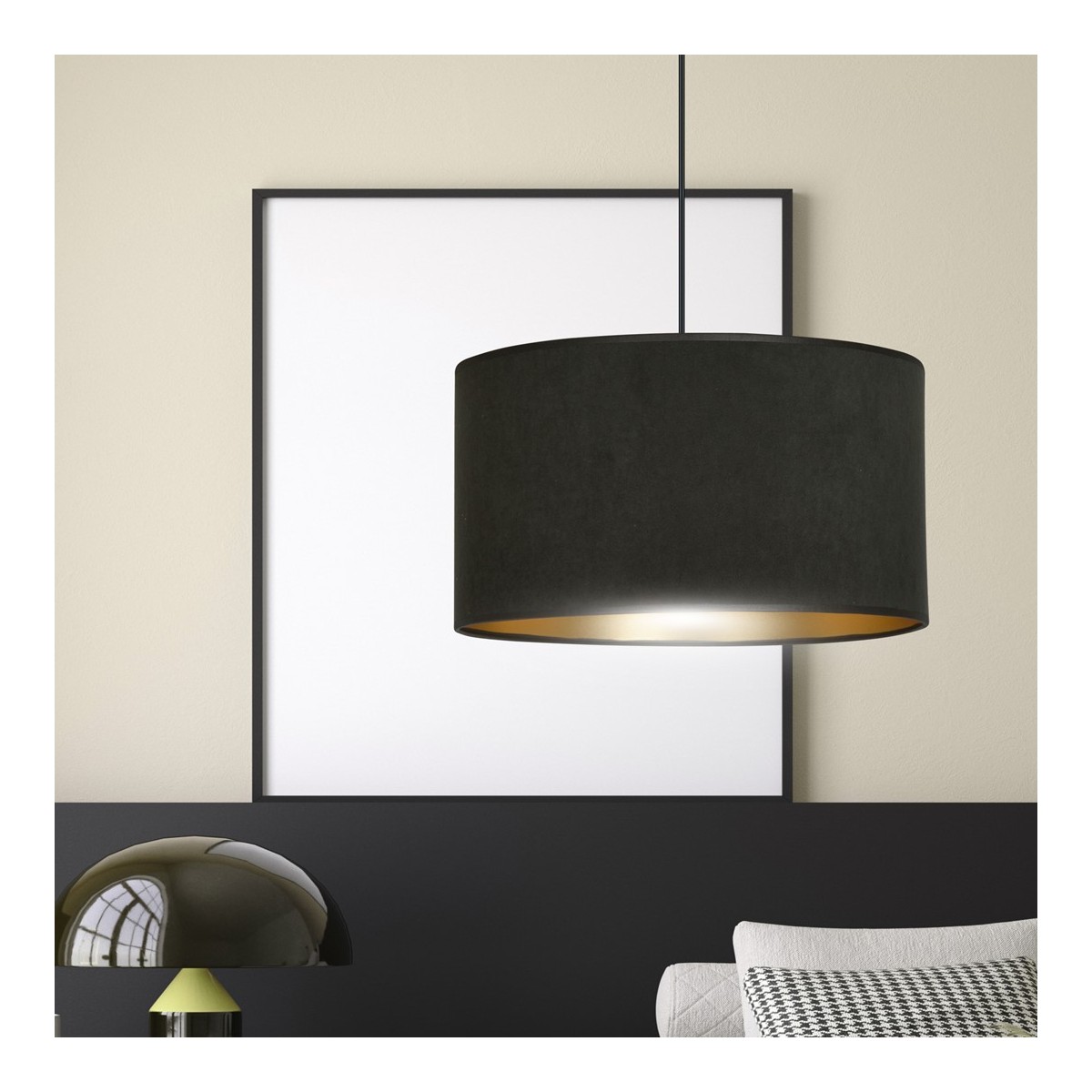 LAMPA WISZĄCA HILDE 1 BL BLACK kolor czarny / złoty
