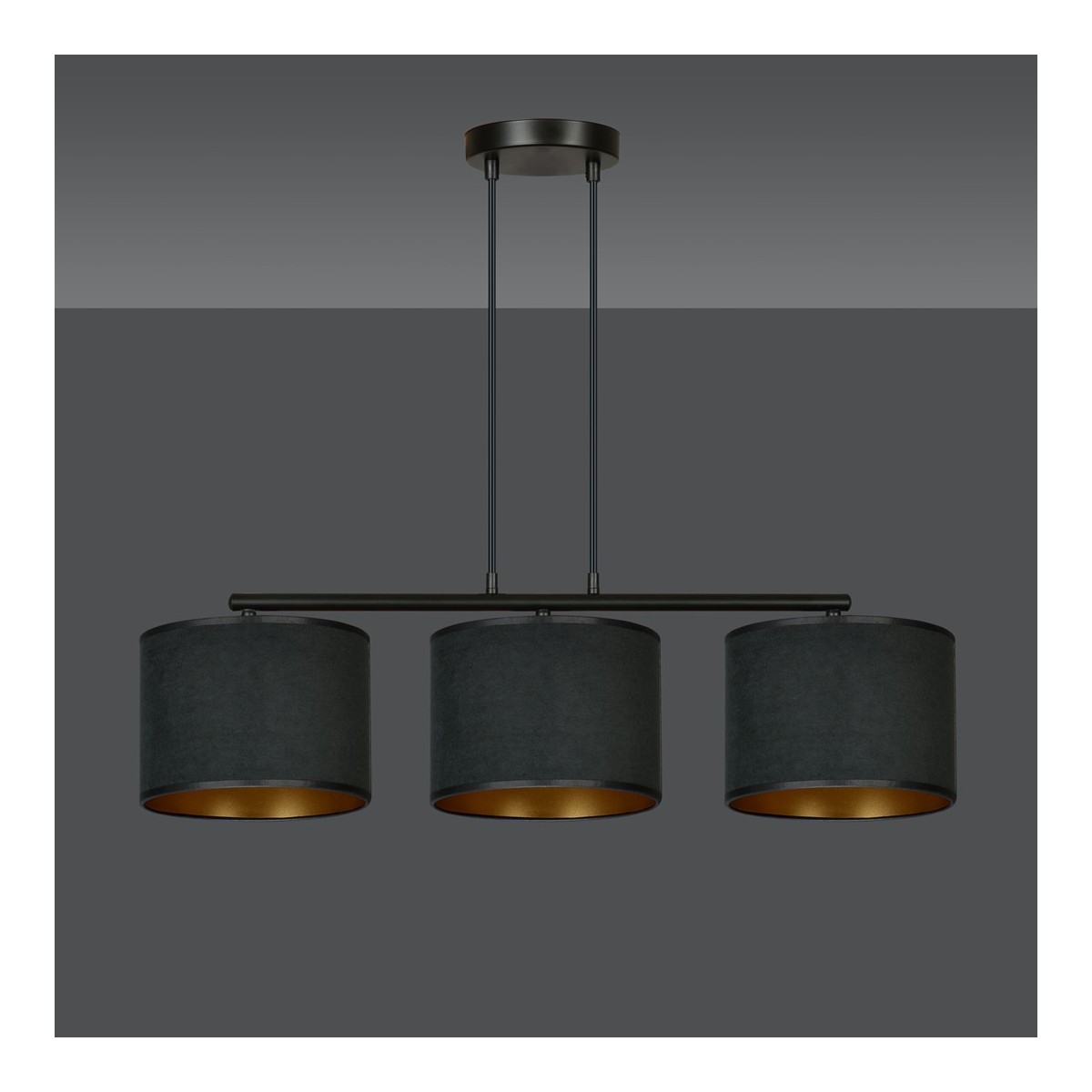 LAMPA WISZĄCA HILDE 3 BL BLACK kolor czarny / złoty