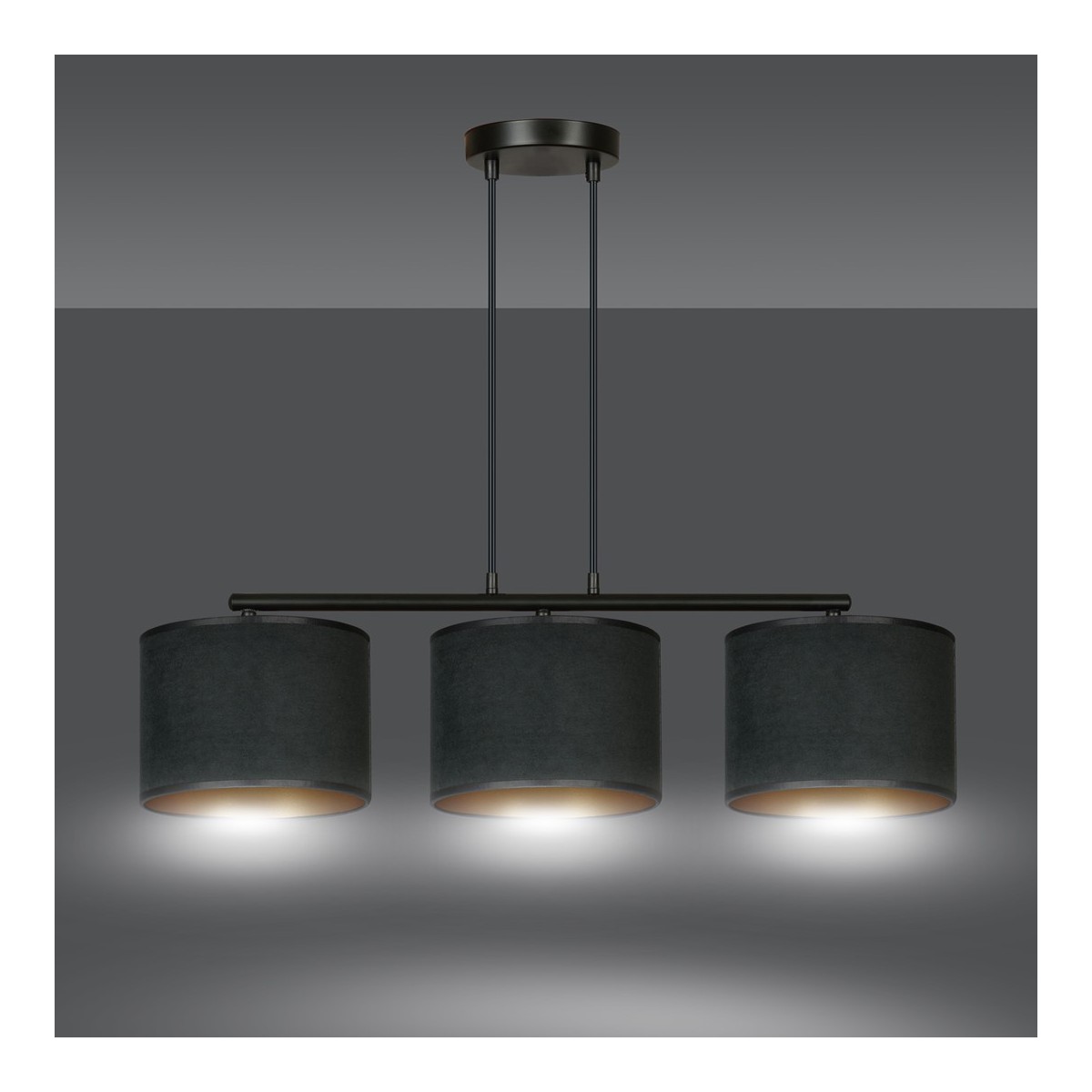 LAMPA WISZĄCA HILDE 3 BL BLACK kolor czarny / złoty