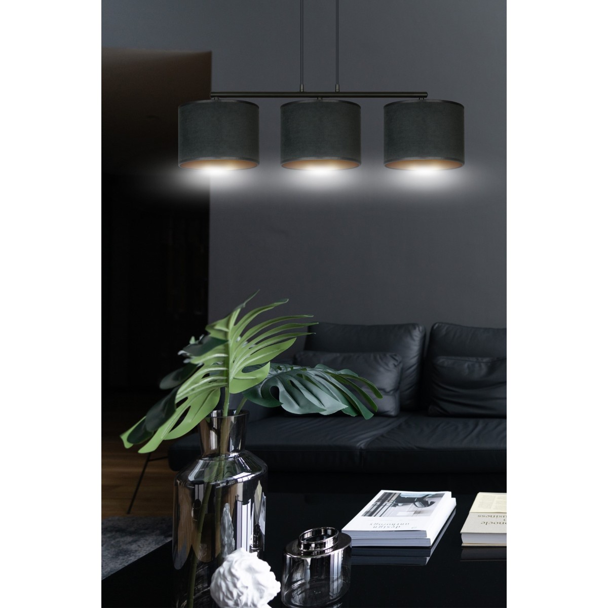 LAMPA WISZĄCA HILDE 3 BL BLACK kolor czarny / złoty