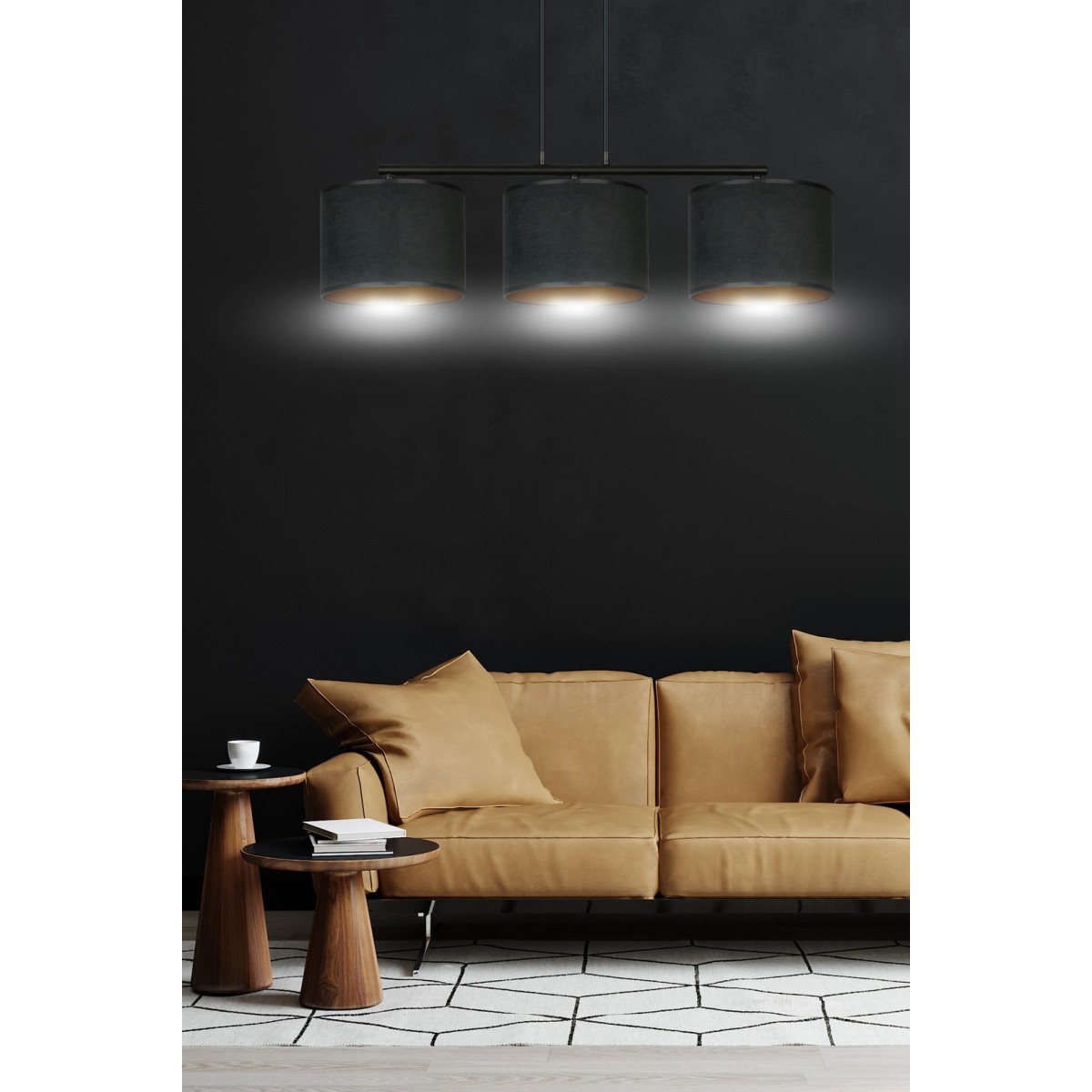 LAMPA WISZĄCA HILDE 3 BL BLACK kolor czarny / złoty