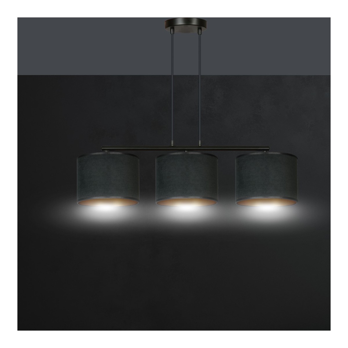 LAMPA WISZĄCA HILDE 3 BL BLACK kolor czarny / złoty