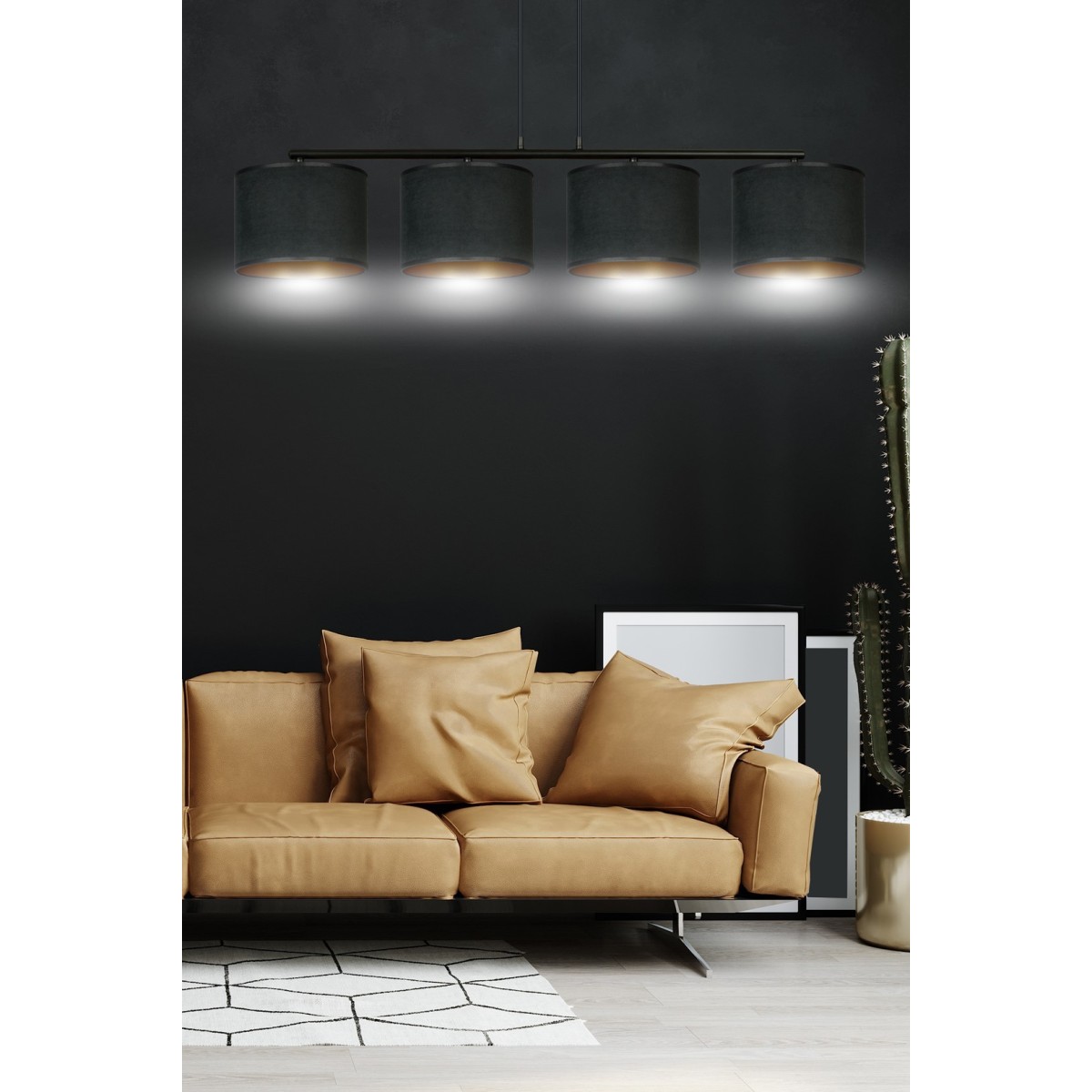 LAMPA WISZĄCA HILDE 4 BL BLACK kolor czarny / złoty