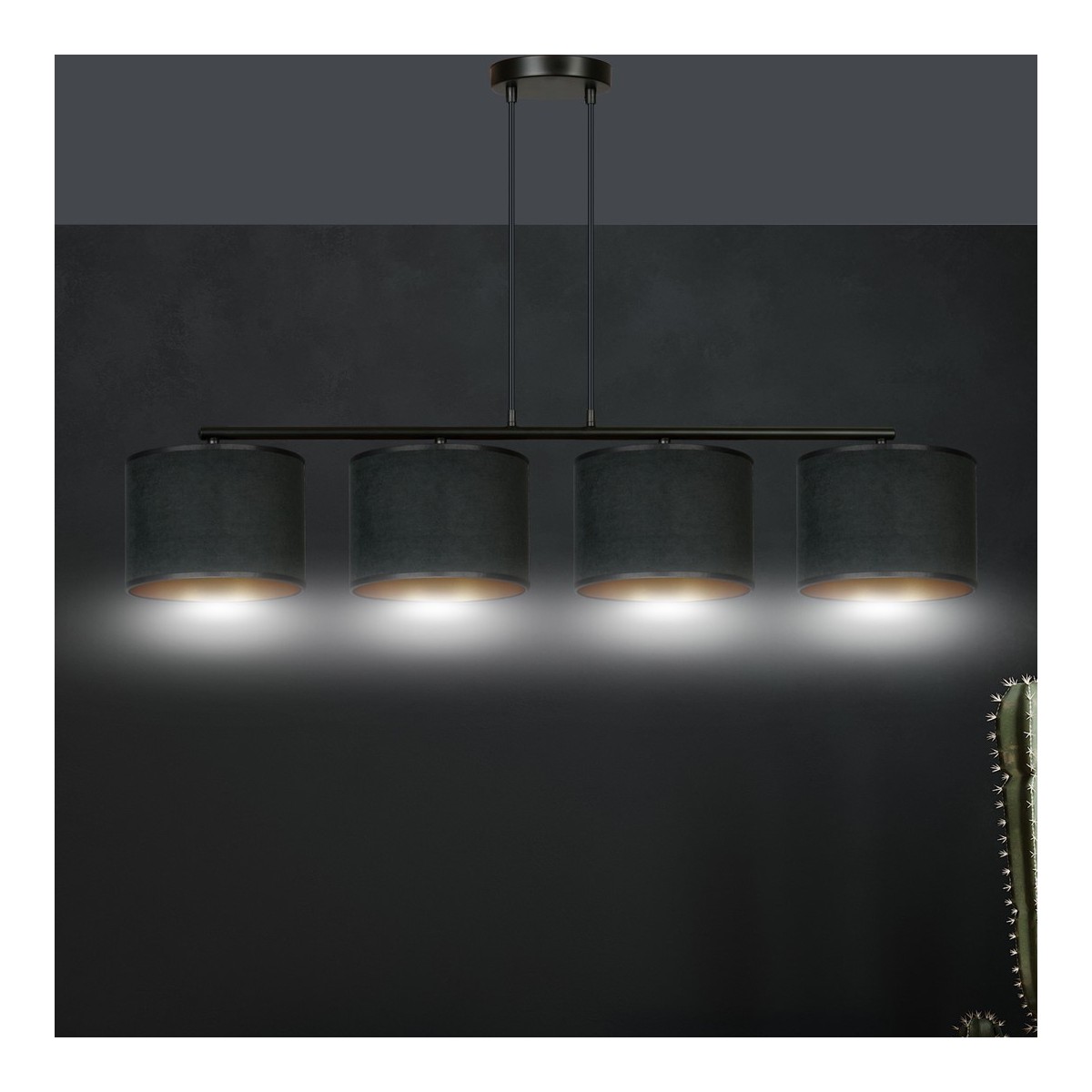 LAMPA WISZĄCA HILDE 4 BL BLACK kolor czarny / złoty
