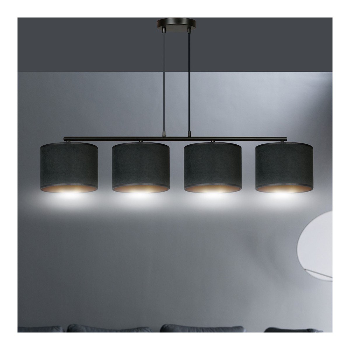 LAMPA WISZĄCA HILDE 4 BL BLACK kolor czarny / złoty