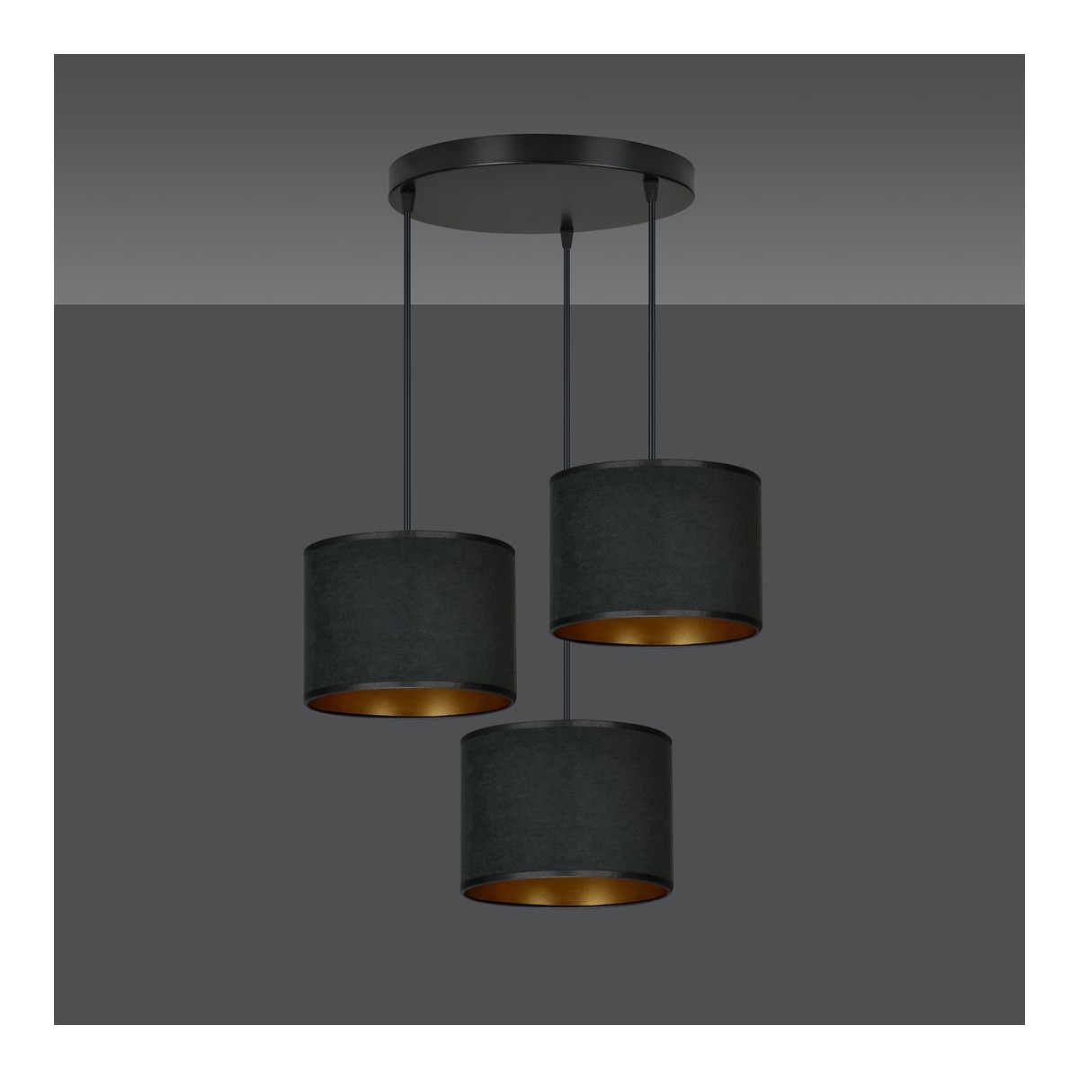 LAMPA WISZĄCA HILDE 3 BL PREMIUM BLACK kolor czarny / złoty