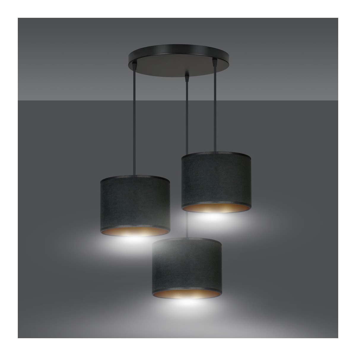 LAMPA WISZĄCA HILDE 3 BL PREMIUM BLACK kolor czarny / złoty