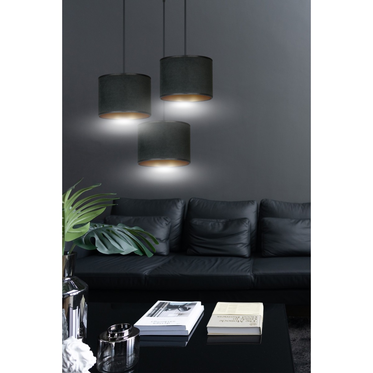 LAMPA WISZĄCA HILDE 3 BL PREMIUM BLACK kolor czarny / złoty