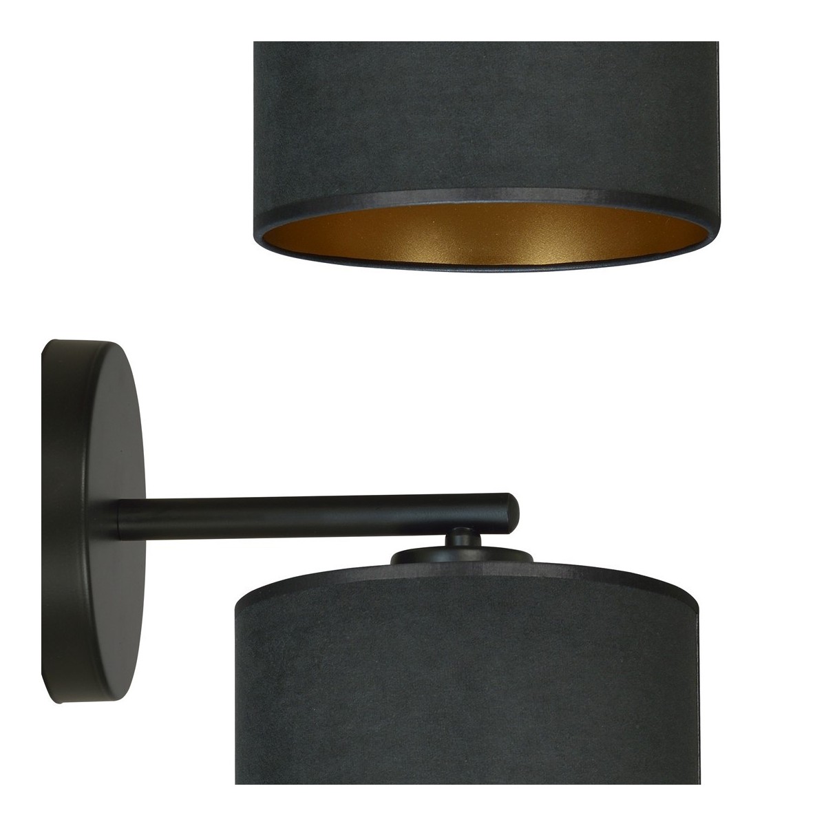 KINKIET HILDE K1 BL BLACK kolor czarny / złoty