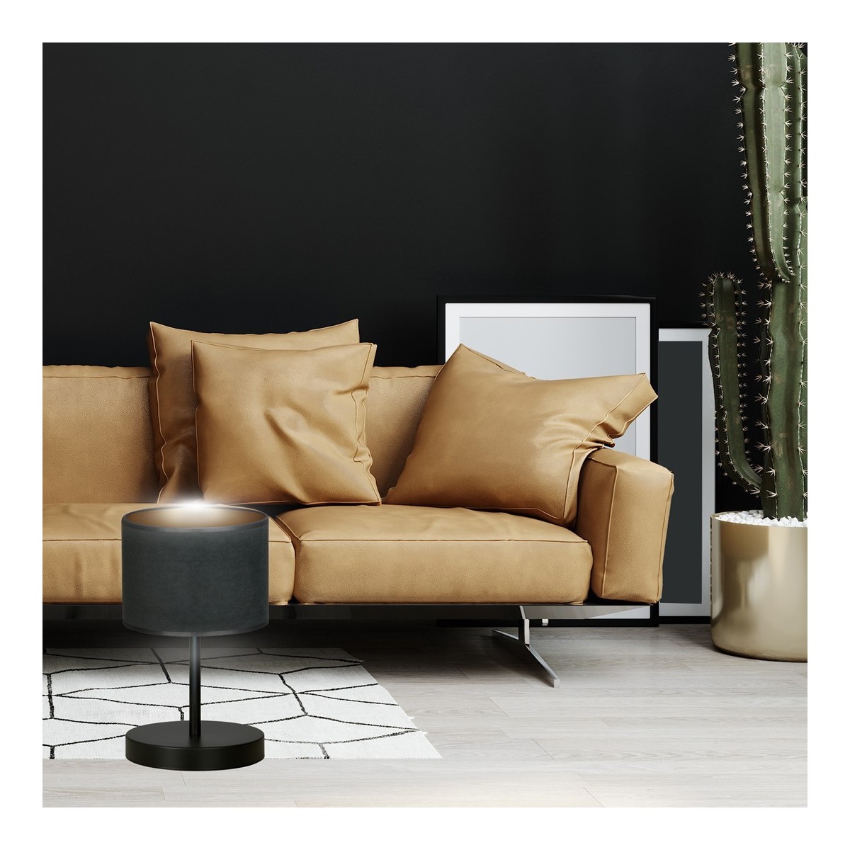 LAMPKA NOCNA  HILDE LN1 BL BLACK kolor czarny / złoty