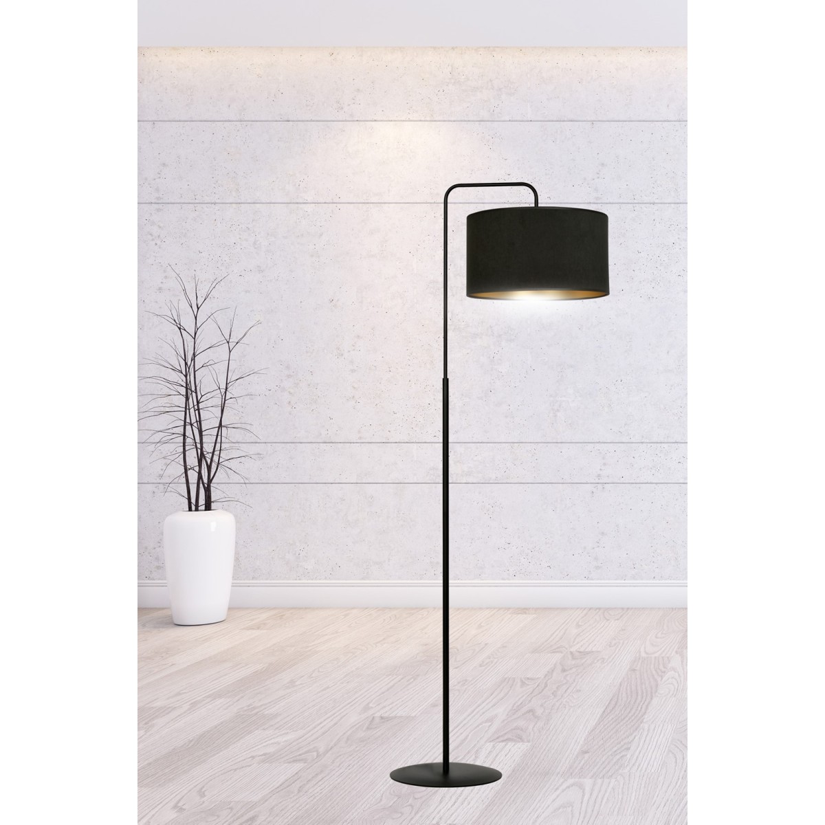 LAMPA STOJĄCA HILDE LP1 BL BLACK kolor czarny / złoty
