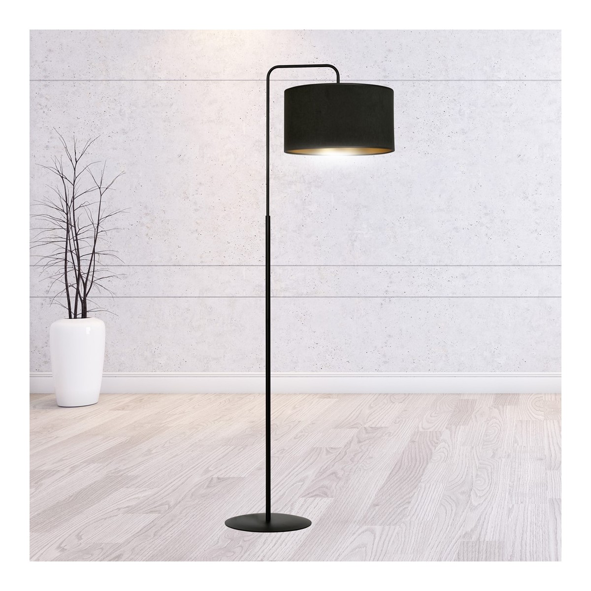 LAMPA STOJĄCA HILDE LP1 BL BLACK kolor czarny / złoty