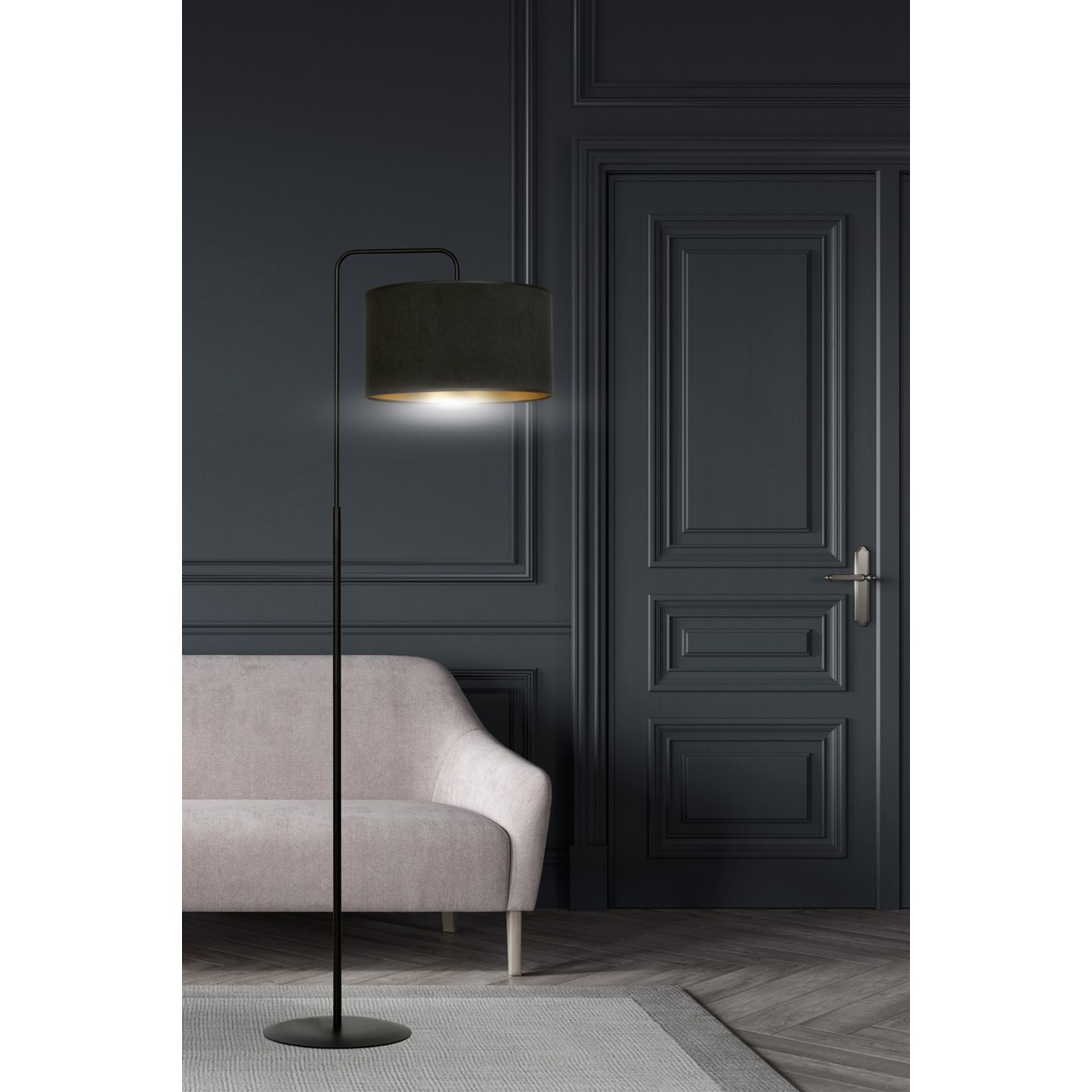 LAMPA STOJĄCA HILDE LP1 BL BLACK kolor czarny / złoty