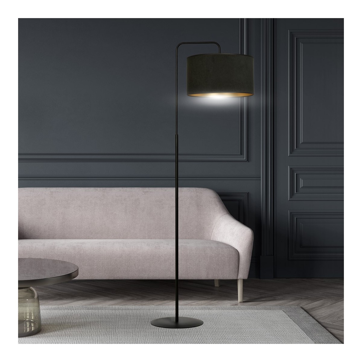 LAMPA STOJĄCA HILDE LP1 BL BLACK kolor czarny / złoty