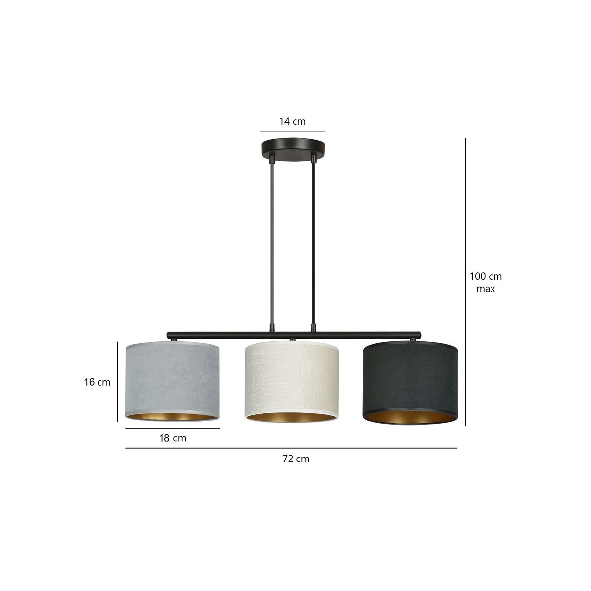 LAMPA WISZĄCA HILDE 3 BL MIX kolor multikolor