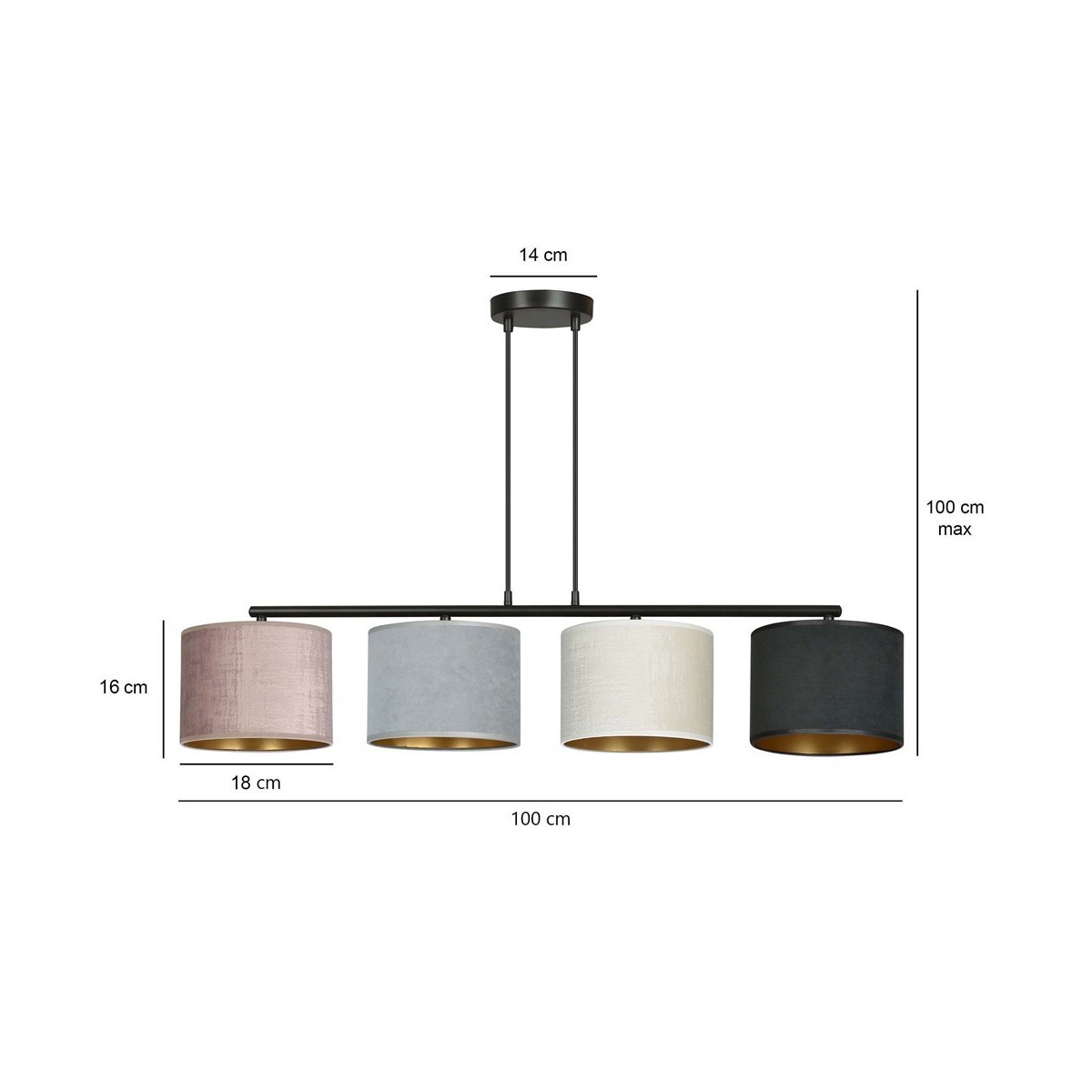 LAMPA WISZĄCA HILDE 4 BL MIX kolor multikolor