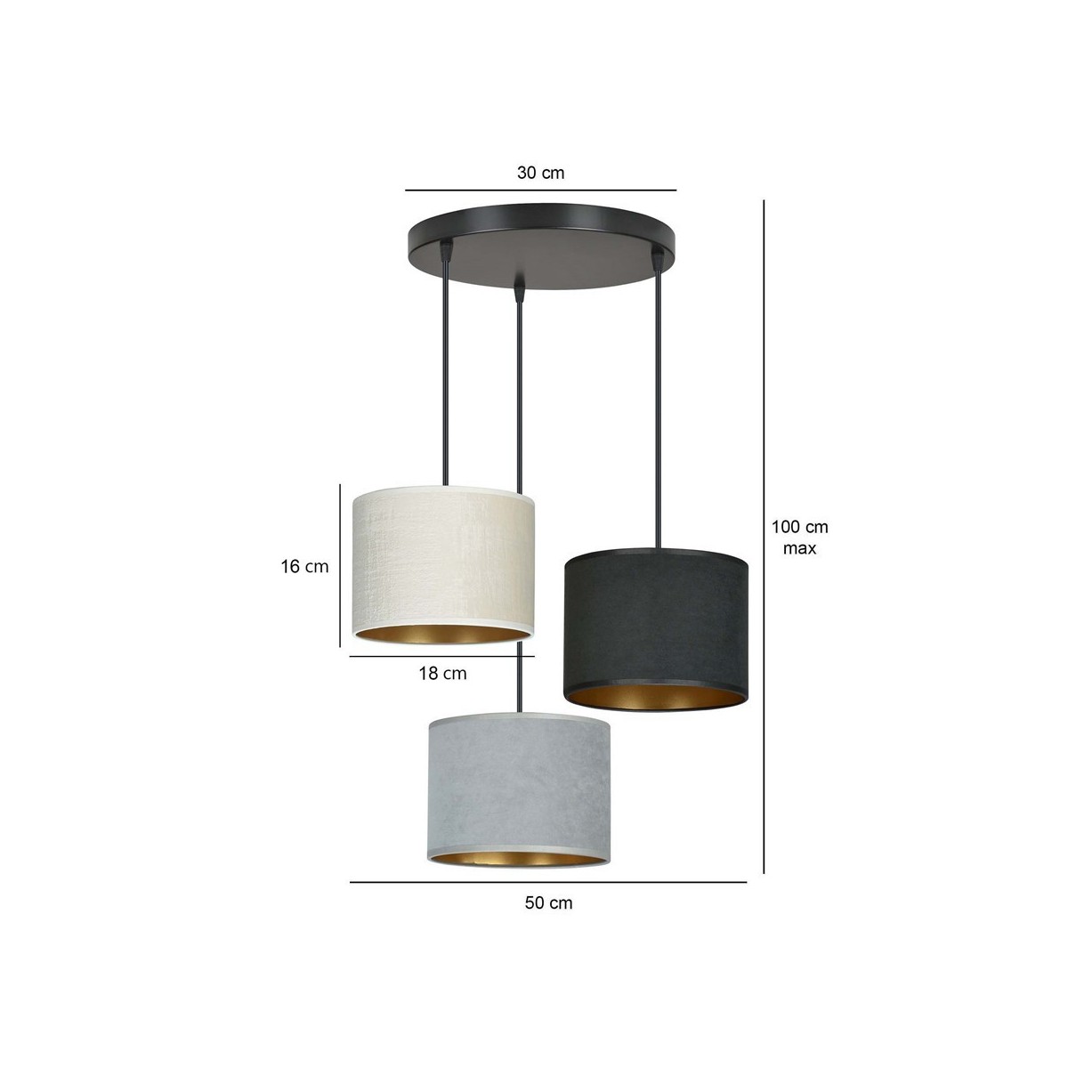 LAMPA WISZĄCA HILDE 3 BL PREMIUM MIX kolor multikolor