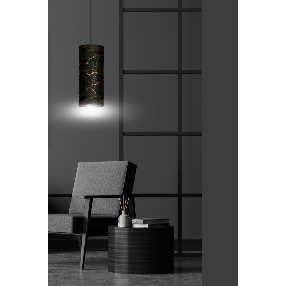 LAMPA WISZĄCA KARLI 1 BL MARBEL BLACK kolor czarny / złoty