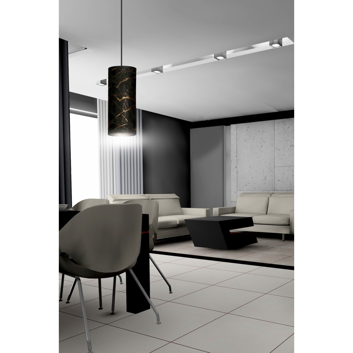 LAMPA WISZĄCA KARLI 1 BL MARBEL BLACK kolor czarny / złoty