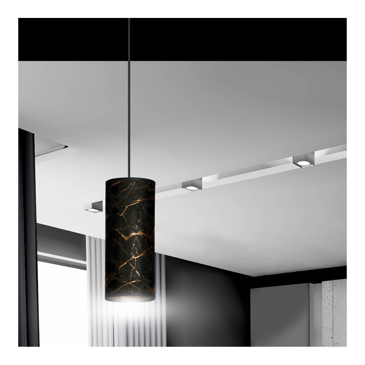 LAMPA WISZĄCA KARLI 1 BL MARBEL BLACK kolor czarny / złoty