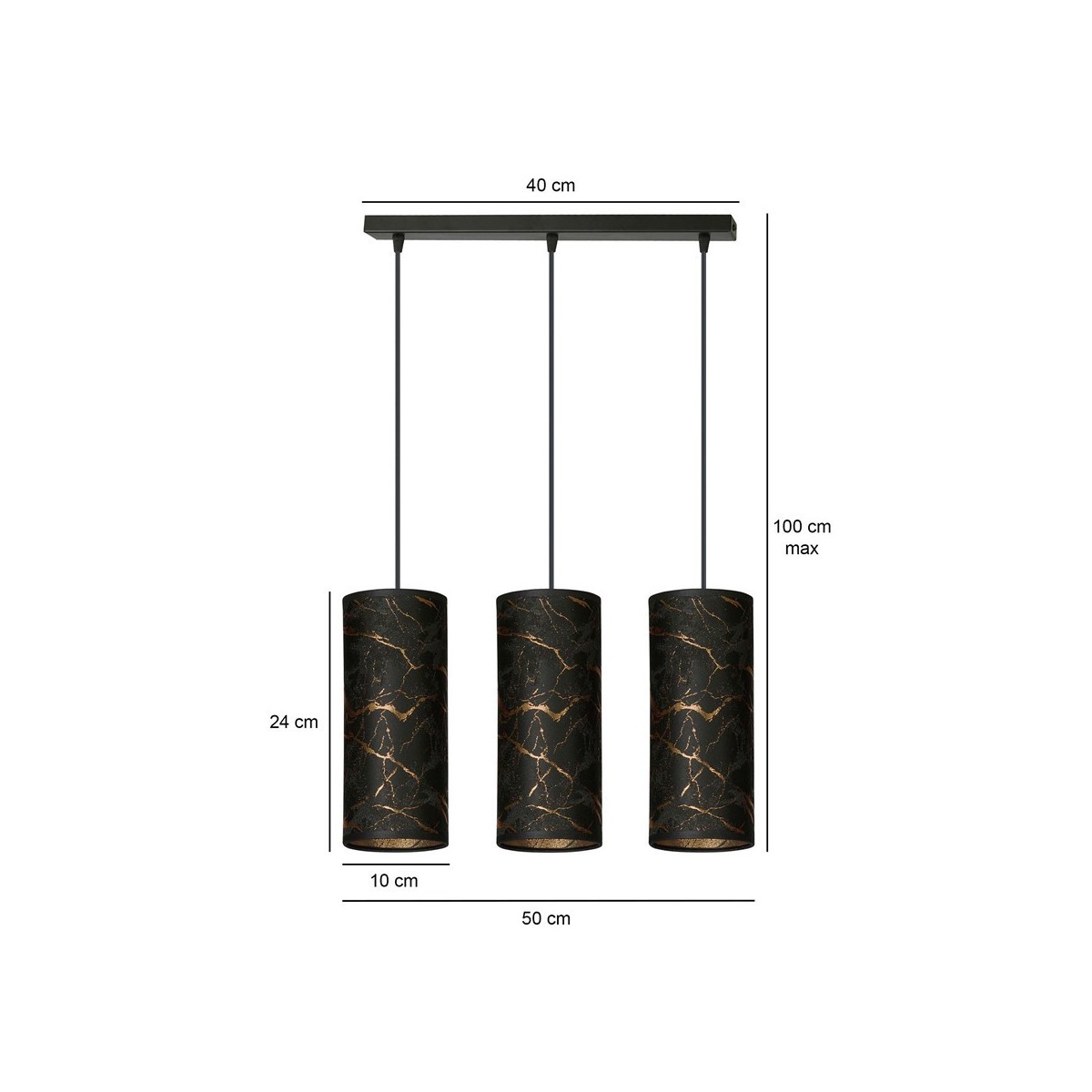 LAMPA WISZĄCA KARLI 3 BL MARBEL BLACK kolor czarny / złoty