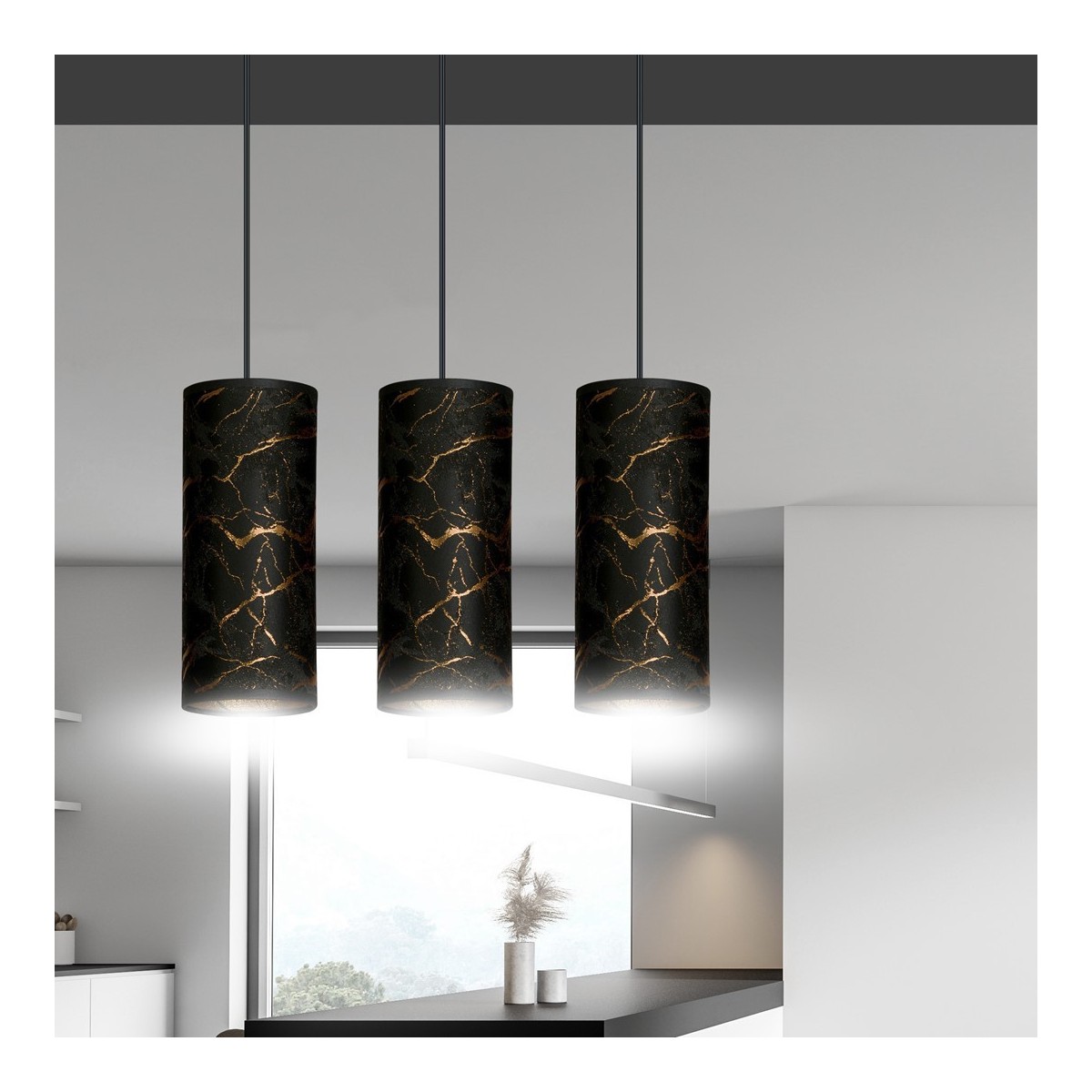 LAMPA WISZĄCA KARLI 3 BL MARBEL BLACK kolor czarny / złoty