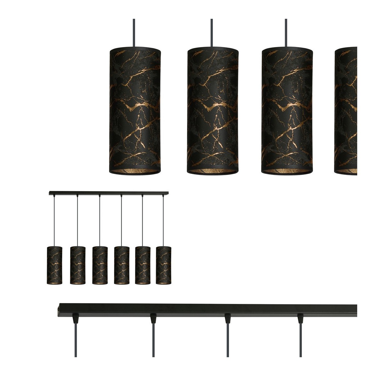 LAMPA WISZĄCA KARLI 6 BL MARBEL BLACK kolor czarny / złoty