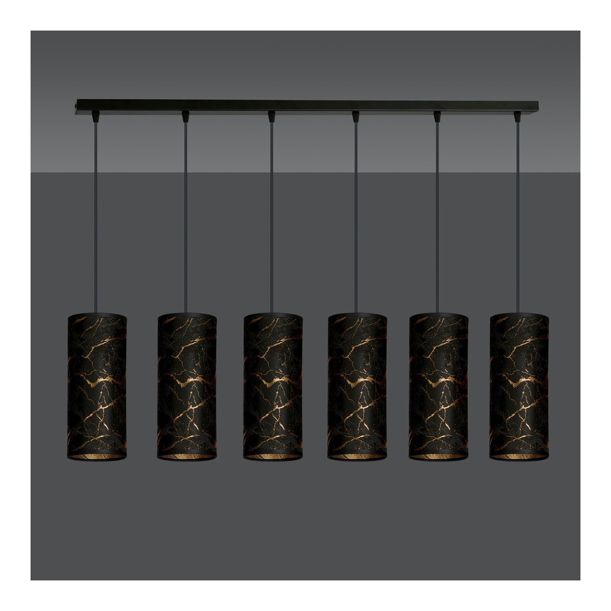 LAMPA WISZĄCA KARLI 6 BL MARBEL BLACK kolor czarny / złoty