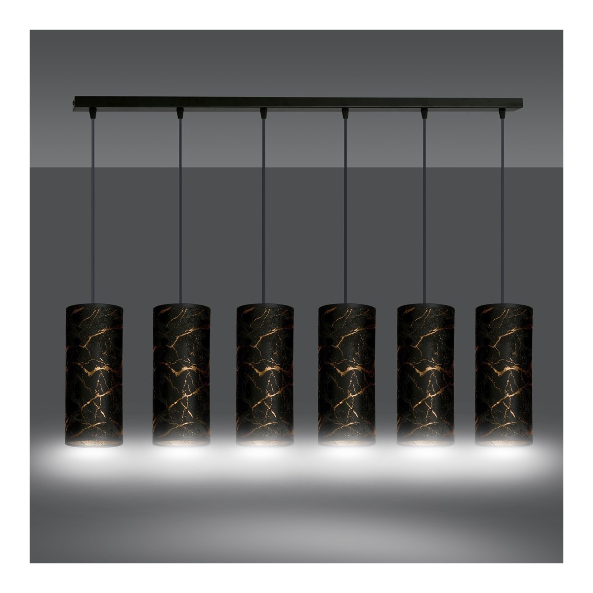 LAMPA WISZĄCA KARLI 6 BL MARBEL BLACK kolor czarny / złoty