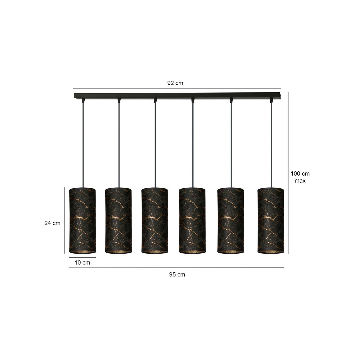 LAMPA WISZĄCA KARLI 6 BL MARBEL BLACK kolor czarny / złoty