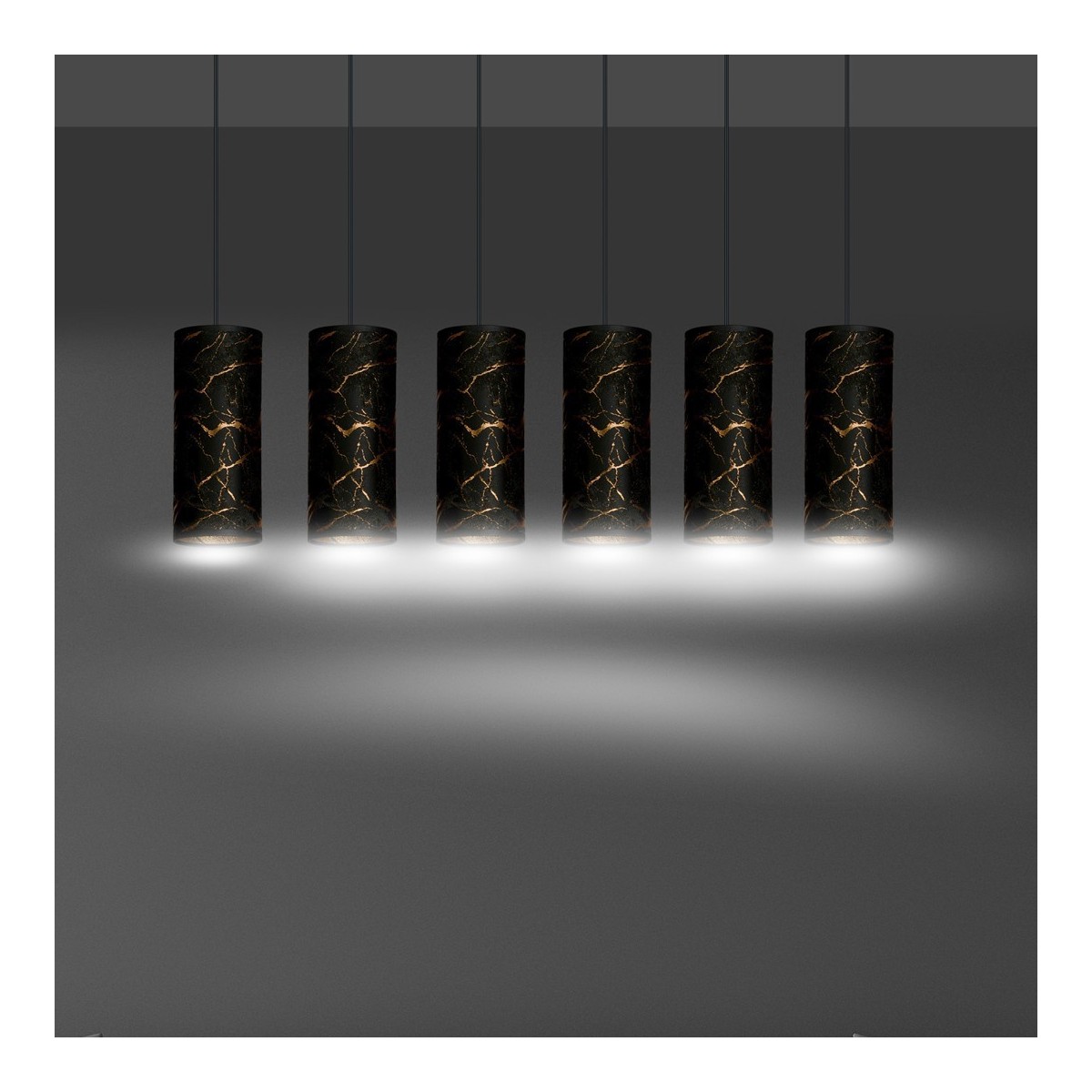 LAMPA WISZĄCA KARLI 6 BL MARBEL BLACK kolor czarny / złoty