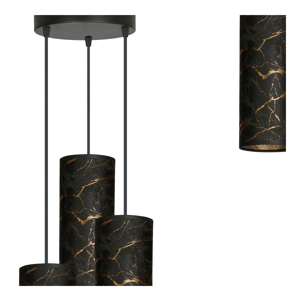 LAMPA WISZĄCA KARLI 3 BL PREMIUM MARBEL BLACK kolor czarny / złoty
