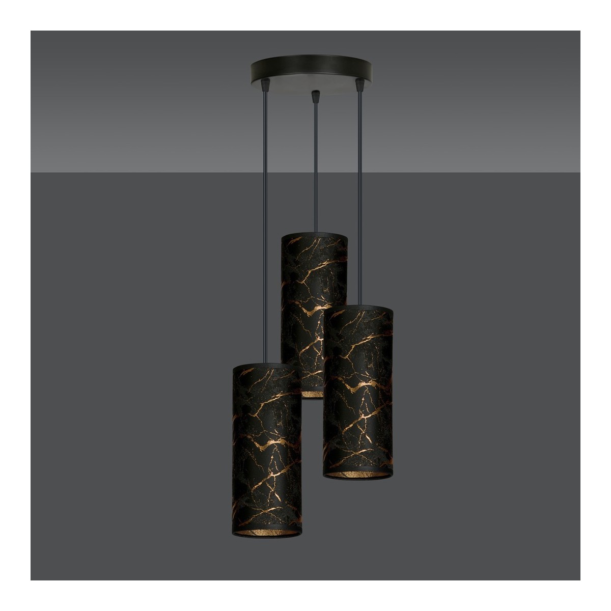 LAMPA WISZĄCA KARLI 3 BL PREMIUM MARBEL BLACK kolor czarny / złoty