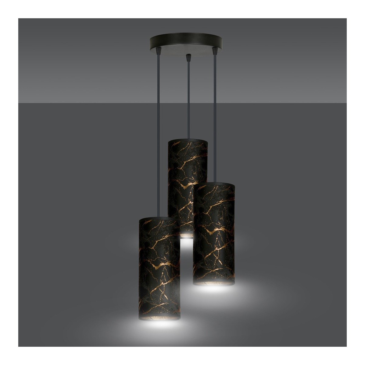LAMPA WISZĄCA KARLI 3 BL PREMIUM MARBEL BLACK kolor czarny / złoty