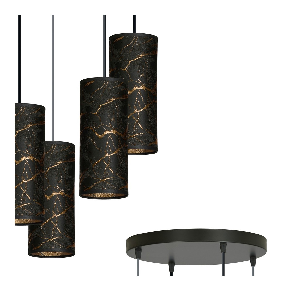 LAMPA WISZĄCA KARLI 4 BL PREMIUM MARBEL BLACK kolor czarny / złoty