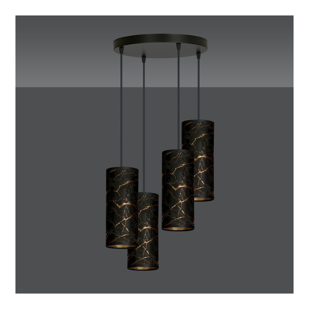 LAMPA WISZĄCA KARLI 4 BL PREMIUM MARBEL BLACK kolor czarny / złoty
