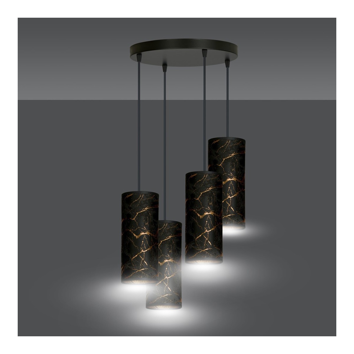 LAMPA WISZĄCA KARLI 4 BL PREMIUM MARBEL BLACK kolor czarny / złoty