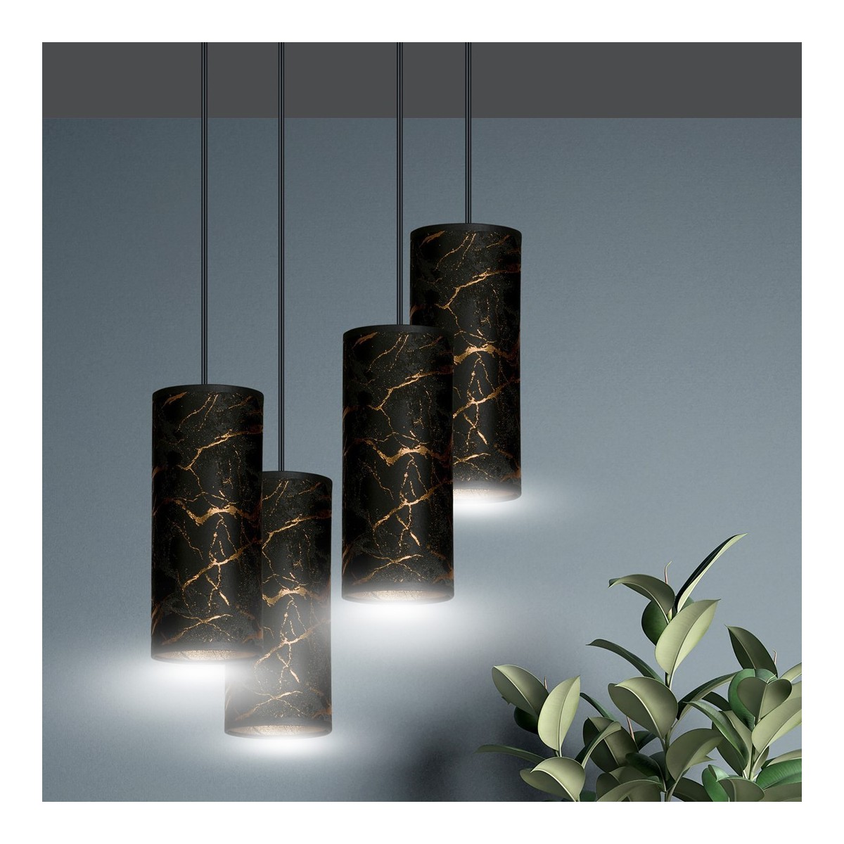 LAMPA WISZĄCA KARLI 4 BL PREMIUM MARBEL BLACK kolor czarny / złoty