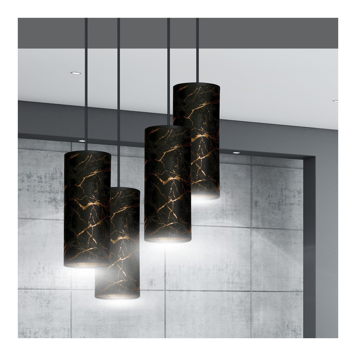 LAMPA WISZĄCA KARLI 4 BL PREMIUM MARBEL BLACK kolor czarny / złoty