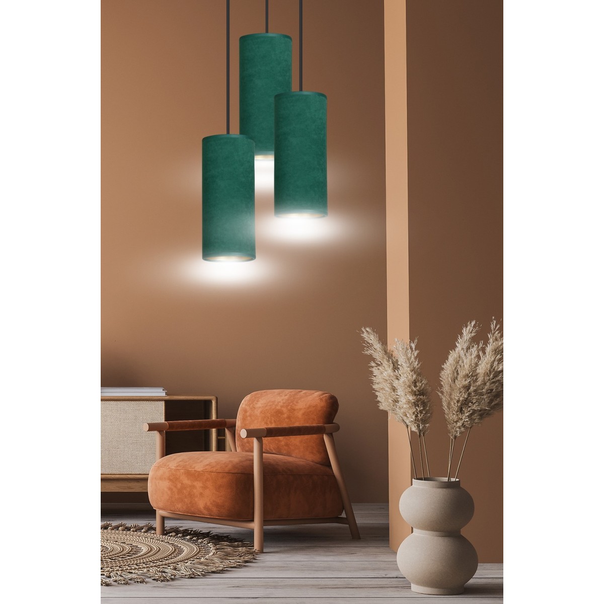 LAMPA WISZĄCA BENTE 3 BL PREMIUM GREEN kolor zielony / złoty