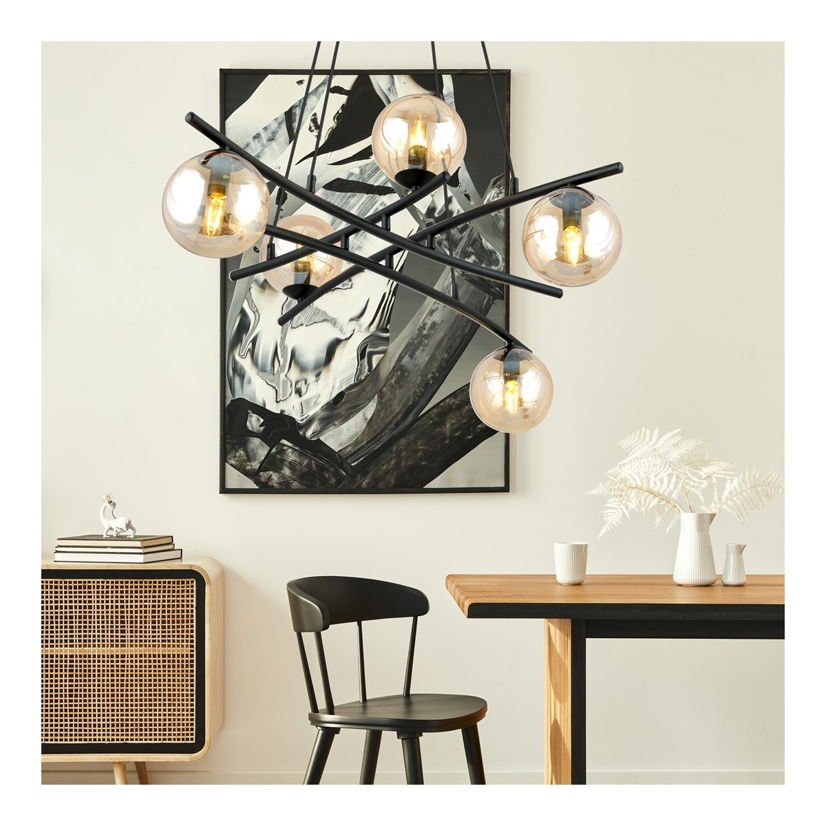 Lampa wisząca ESSA 5 miodowy kolor miodowy polska produkcja