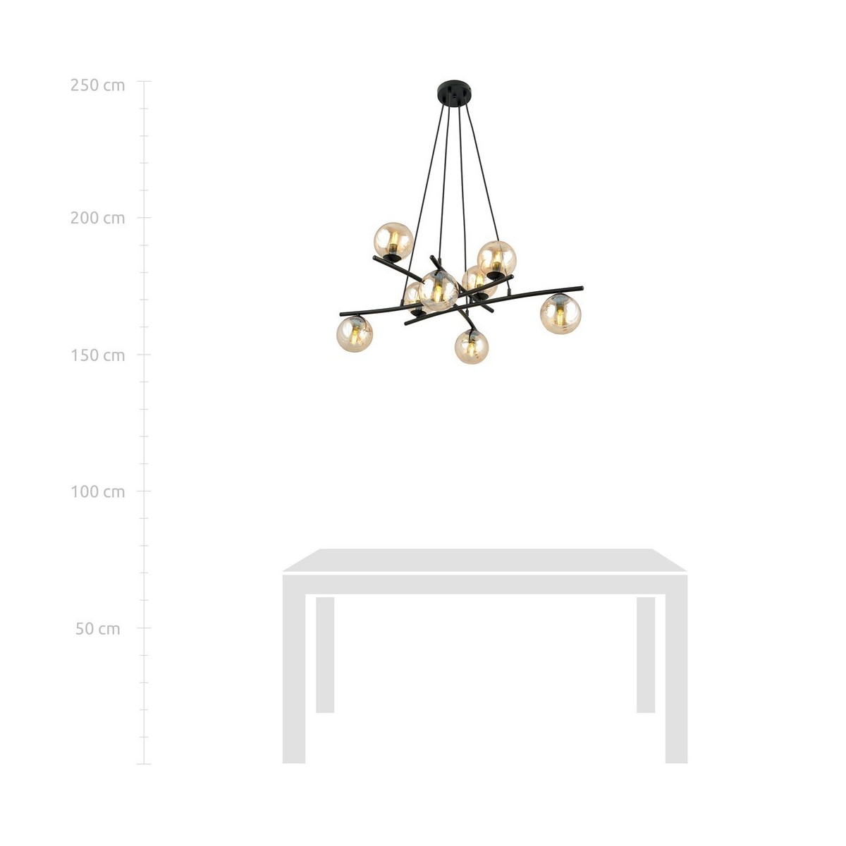 Lampa wisząca ESSA 8 miodowy kolor miodowy polska produkcja
