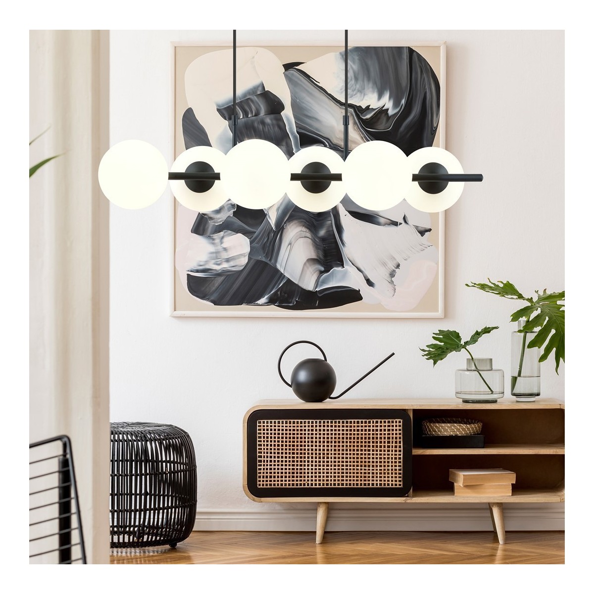 Lampa wisząca RORY 6 OPAL kolor biały polska produkcja