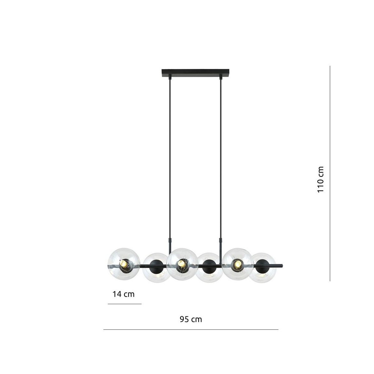 Lampa wisząca RORY 6 TRANSPARENT kolor transparentny polska produkcja