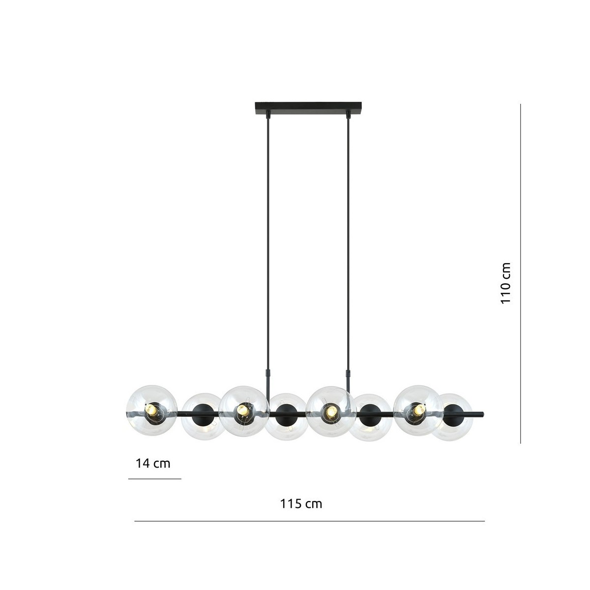 Lampa wisząca RORY 8 TRANSPARENT kolor transparentny polska produkcja