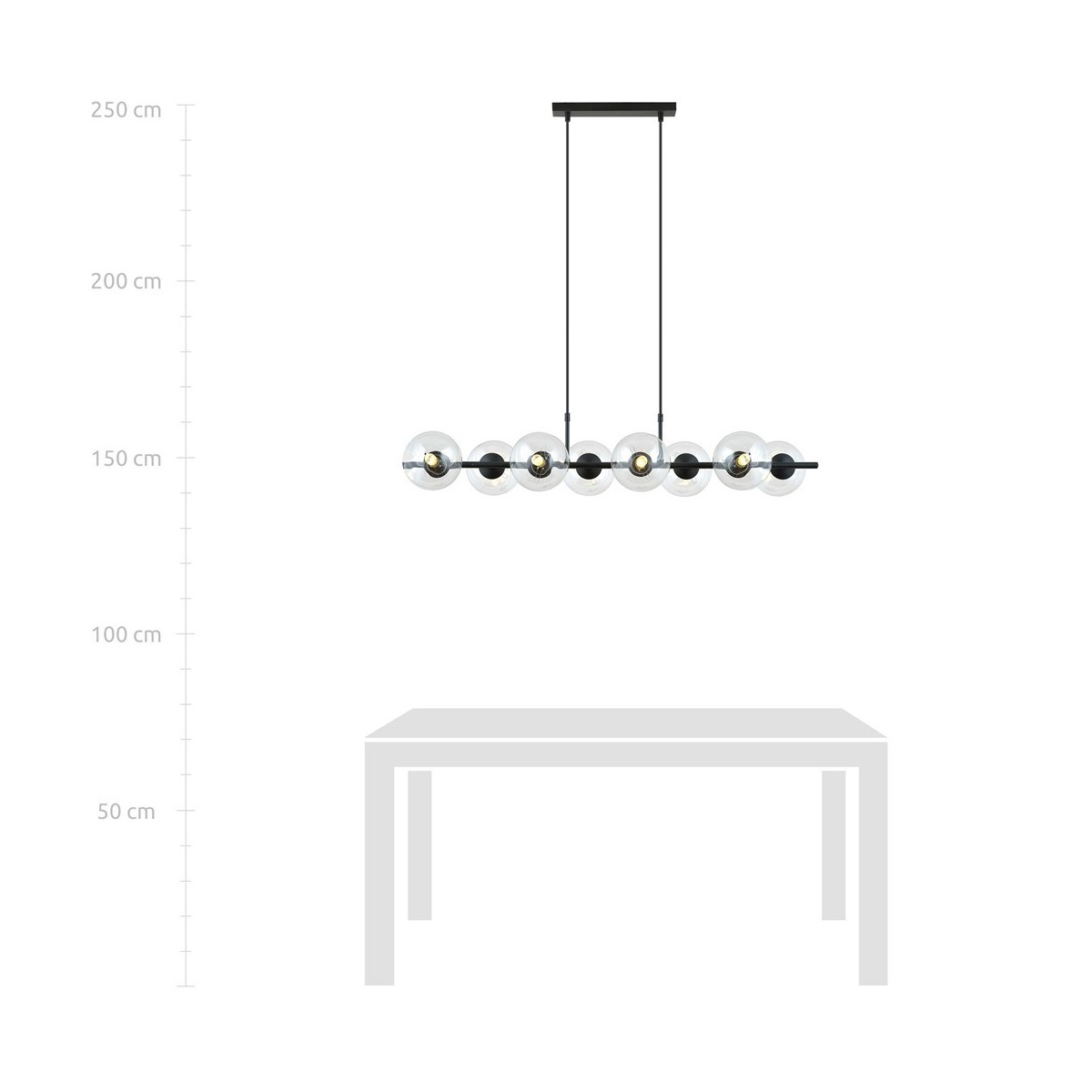 Lampa wisząca RORY 8 TRANSPARENT kolor transparentny polska produkcja