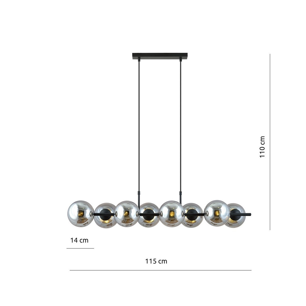 Lampa wisząca RORY 8 GRAFIT kolor grafit polska produkcja